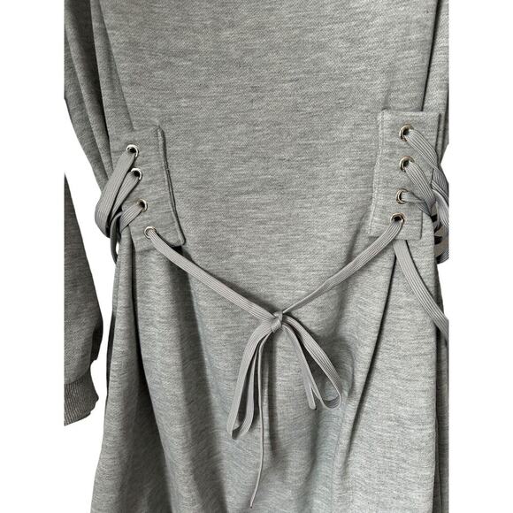 Fashion Nova Dress Size 1X Grey Rise and Grind Corset Long Sleeve Mini - Picture 5 of 12